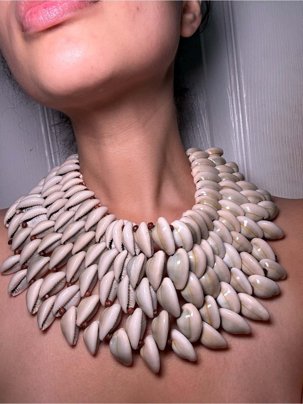 White Shell Statement bib Necklace - Bold Beach Jewelry